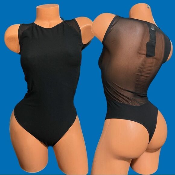 NWT Bebe Sexy Mesh back and sides Sleeveless bodysuit Black Small - Picture 5 of 8